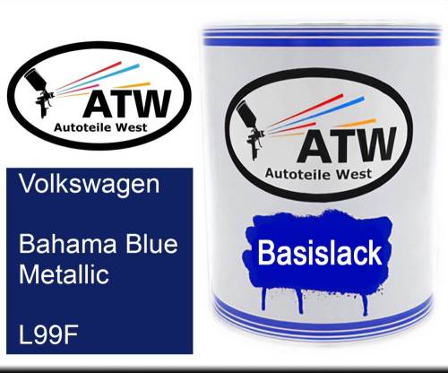 Volkswagen, Bahama Blue Metallic, L99F: 1L Lackdose, von ATW Autoteile West.